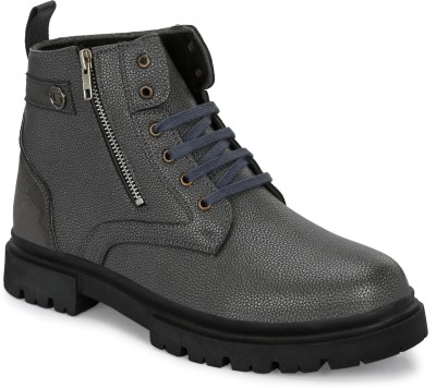 EEGO ITALY Chunky Zipper Boots For Men(Grey , 7)