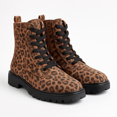 Partner Leopard Print Boots For Women(Brown , 6)