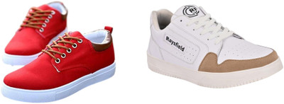 ANJRS Casuals For Men(Red, White , 9)