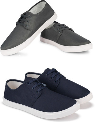 Free Kicks Combo Of 2 Shoes FK-201 & FK-201 Sneakers For Men(Navy , 9)