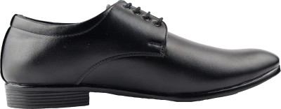 HIKBI Leather Formal Shoes Party wear Office Wear Formal Shoes Daily Use Derby For Men Lace Up For Men(Black , 8)