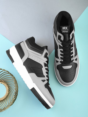 HRX by Hrithik Roshan Trendy Laceups Sneakers|Lightweight| Comfort|Rounded Toe design|High Top casual For Men(Black , 6)