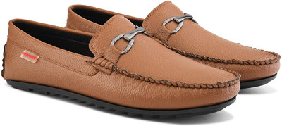 PROVOGUE Provogue Men Tan Faux Leather Formal Slip On Loafers Slip On For Men(Tan , 7)