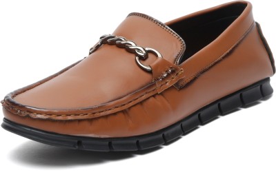 MUTAQINOTI Tan Luxury Leather Shoe Moccasin for Men Loafers For Men(Tan)