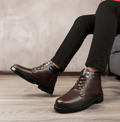 ERIX Ankle Mid-Top Hiking Casual Outdoor Lightweight/traking/winter/biker/stylish Boots For Men(Brown, Black , 9)