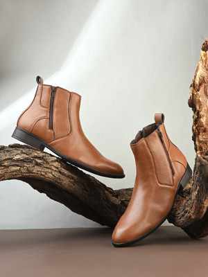 Roadster Men’s Tan Casual Slip-on Boots | Office & Party Wear Dress Shoes Boots For Men(Tan , 6)