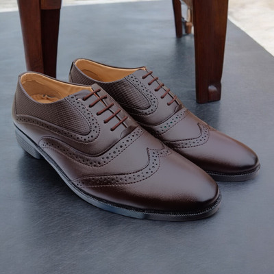 NSGN New Official And Oxford Formal And Derby Lace-Up Shoes For Men Brogues For Men(Brown , 10)