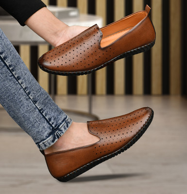 Klusener Synthetic Flexible Lazer Penny Loafers For Men(Tan , 9)