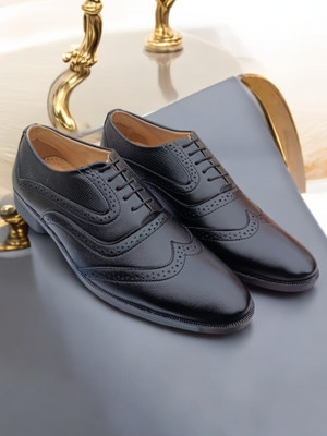 NSGN New Official And Oxford Formal And Derby Lace-Up Shoes For Men Brogues For Men(Black , 8)