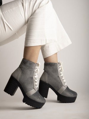 SHOETOPIA Boots For Women(Grey)