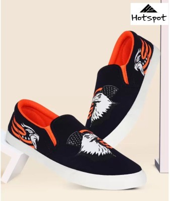 Hotspot Trendy & Stylish Slip On Sneakers For Men(Blue, Orange)