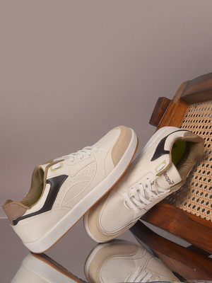 LIBERTY Leap7x CLASTO-1E Stylish Lacing Casual Shoes - Soft & Cushioned Insole Lace-Up Sneakers For Men(Beige , 8)