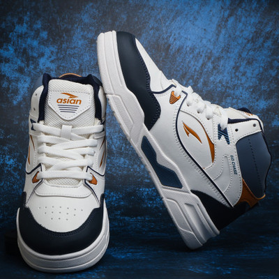 asian Asian Tango-11 High Top Sneakers for Men | Stylish & Sporty Casual Shoes Sneakers For Men(White, Navy , 8)