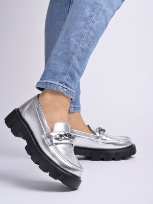 Stylestry Loafers For Women(Silver)