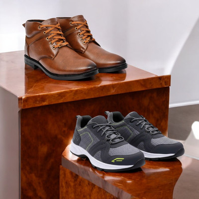 KRITON Trendy & Durable Men’s Boots – Perfect for Everyday Wear Boots For Men(Brown, Black , 8)