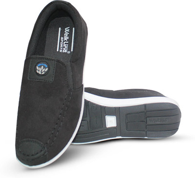 WALKLINE Comfortable sneaker casual outdoor sneaker shoes Loafers For Men(Black , 6)