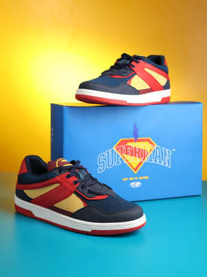 yoho Justice: Superman Sneaker|TPR Sole | Low Top Shoe|Breathable, Durable & AntiSlip Sneakers For Men(Navy , 7)