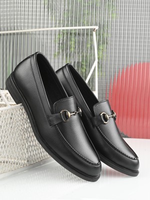 INVICTUS Invictus Men Black Faux Leather FORMAL SLIP ON Loafers Slip On For Men(Black , 9)