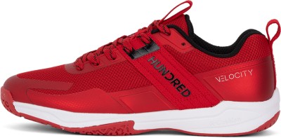 Hundred Velocity Badminton Shoes For Men(Red, Black , 4)