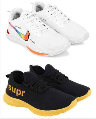 Free Kicks Combo Of 2 Shoes FK-NK-900 & FK-412 Sneakers For Men(Yellow, Black , 9)