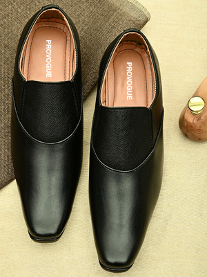 PROVOGUE Formal Synthetic Leather Slip On Shoes For Men(Black , 10)
