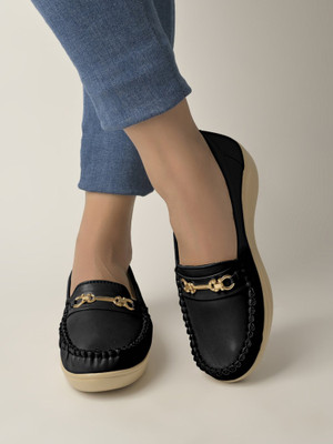 SHOETOPIA Loafers For Women(Black , 9)