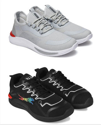 Free Kicks Combo Of 2 Shoes FK-434 & FK-PM-1102 Sneakers For Men(Black , 6)