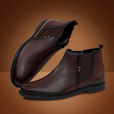 Kuiq Geniune Synthetic leather,Trendy,Outdoor Partwear Chelsea Boots for Everyday Boots For Men(Brown , 10)