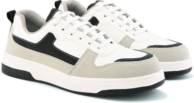 Roadster Men casual sneakers comfort insole lace up basic lightweight lifestyle shoes Sneakers For Men(White , 9)