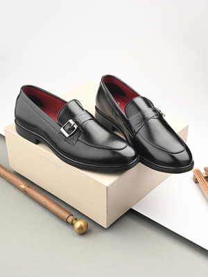 House of Pataudi House Of Pataudi Men Black Faux Leather Formal Slip On Loafers Slip On For Men(Black , 10)
