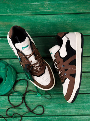 Glitchez Men PU Sneakers Sneakers For Men(Brown, White , 11)