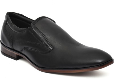 PILLAA PILLAA Men's Genuine Leather Formal Slipon Moccasin Shoes Slip On For Men(Black)