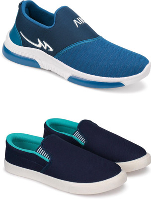 Free Kicks Combo Of 2 Shoes SW-Mexico & SW-Fitman Running Shoes For Men(Blue , 7)