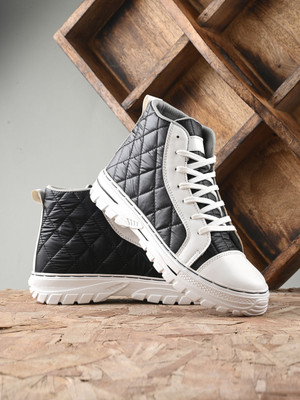 Bucik BCK4026 Lightweight Comfort Extra Soft Summer Trendy Premium Stylish Party High Tops For Men(White, Black , 8)