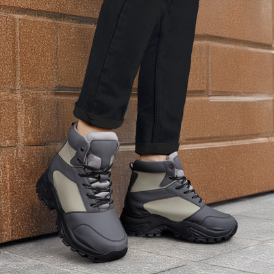 YUVRATO BAXI Men's 9 Cm Hidden Height Increasing Grey Casual Sneaker Laceup Outdoor Shoes Walking Shoes For Men(Grey , 8)