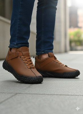 JK PORT Men Tan Contrast Stitch Casual sneakers Shoes Casuals For Men(Tan , 7)