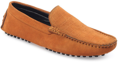 LOUIS STITCH Italian Suede Leather Driving Loafer Moccasins Casual Slipon Shoes for Men Loafers For Men(Tan , 7)