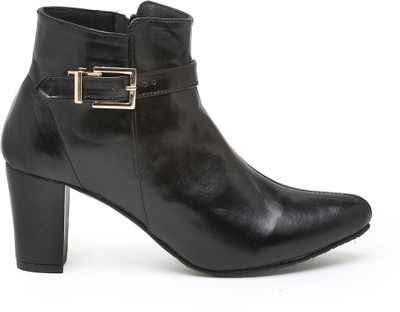 flat n heels Boots For Women(Black , 2.5)