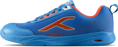 Hundred Court Flyer Non Marking Badminton Shoes For Men(Blue, Orange , 12)