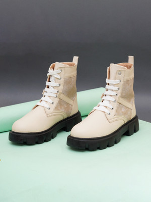 TRYME Boots For Women(Beige , 8)