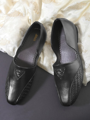 SOURAGYA Men Woven Design Round Toe Comfortable Lightweight Loafers for festive occasion Loafers For Men(Black , 7)