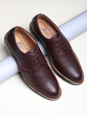 Zixer Genuine Synthetic Leather Office Brown Formal Shoes For Men Branded Stylis Look Lace Up For Men(Brown , 9)