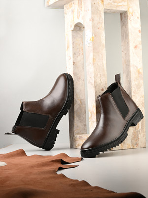 G WALK Chelsea Boot Casual wear office wear party wear Chelsea shoes for mens & boys Boots For Men(Brown , 8)
