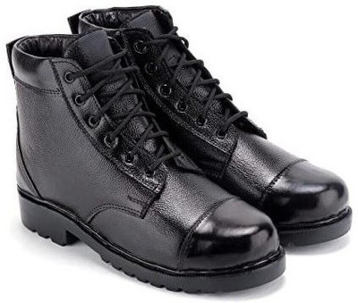 Extra Leathers Genuine Leather Police/Army/Official Police Ankle Boot Pure Leather Boots For Men(Black , 6)