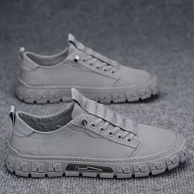 glemia Men's Flat Bottom Lace-Up Casual Breathable Canvas Shoes | Slip On Sneakers For Men(Grey , 10)