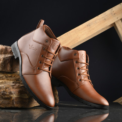 Vellinto Vellinto HOWARD Casual Boots For Men ll Synthetic Leather Formal Shoes For Men Boots For Men(Tan , 8)
