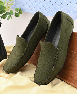 KILLER Men's SS25 3074 Olive Suede Loafers Loafers For Men(Olive , 10)