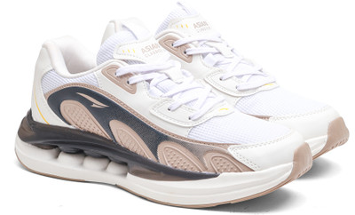 asian Powerkick-08 Men’s Running Shoes | Lightweight Air Cushion Sole Boys Shoe Sneakers For Men(Off White, Beige , 8)