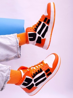 BIG FOX Fly High Genz| Casual Sneakers For Men(Orange, White , 7)