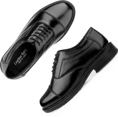 LeatherSofty Genuine leather formal oxford service shoes police shoes men Oxford For Men(Black , 11)